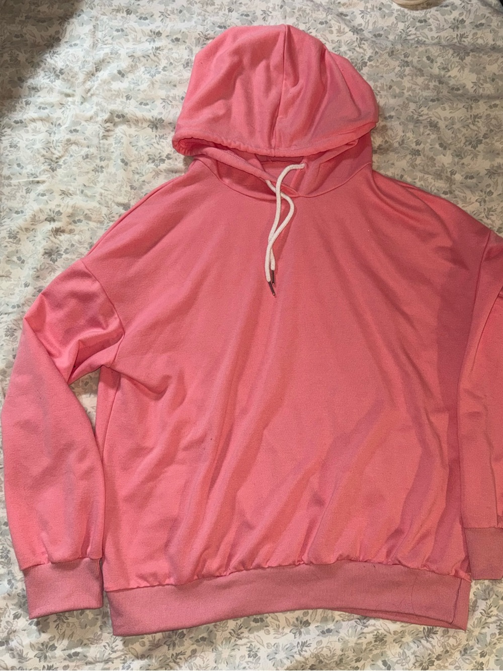 SHEIN Pink Pullover Hoodie with Drawstring